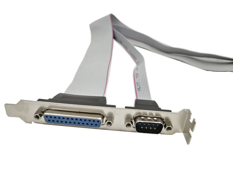 SinLoon DB25 DB9 Motherboard Parallel LPT Cable Slot Bracket DB25 Female to IDC 26 Pin + DB 9 Male（RS232） to IDC 10 Adapter Panel Slot Plate 2.54mm Pitch IDC Flat Ribbon Cable - LeoForward Australia