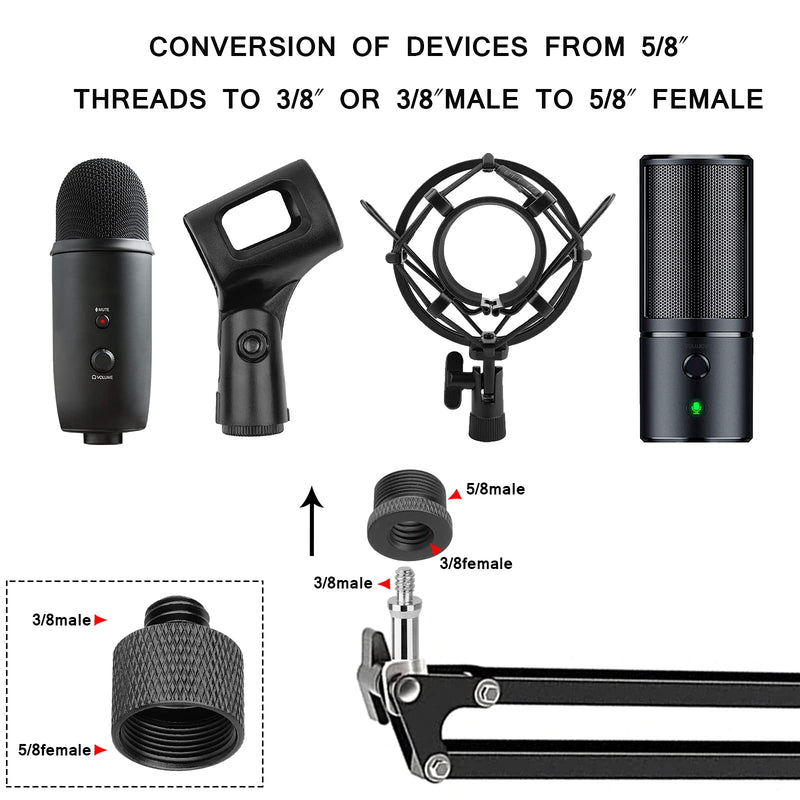  [AUSTRALIA] - ChromLives Microphone Stand Adapter 3/8 Female to 5/8 Male Adapter and 5/8 Female to 3/8 Male Thread Screw Adapter for Mic Stand Adapter Mount,Combo 2 Pack Mic Screws