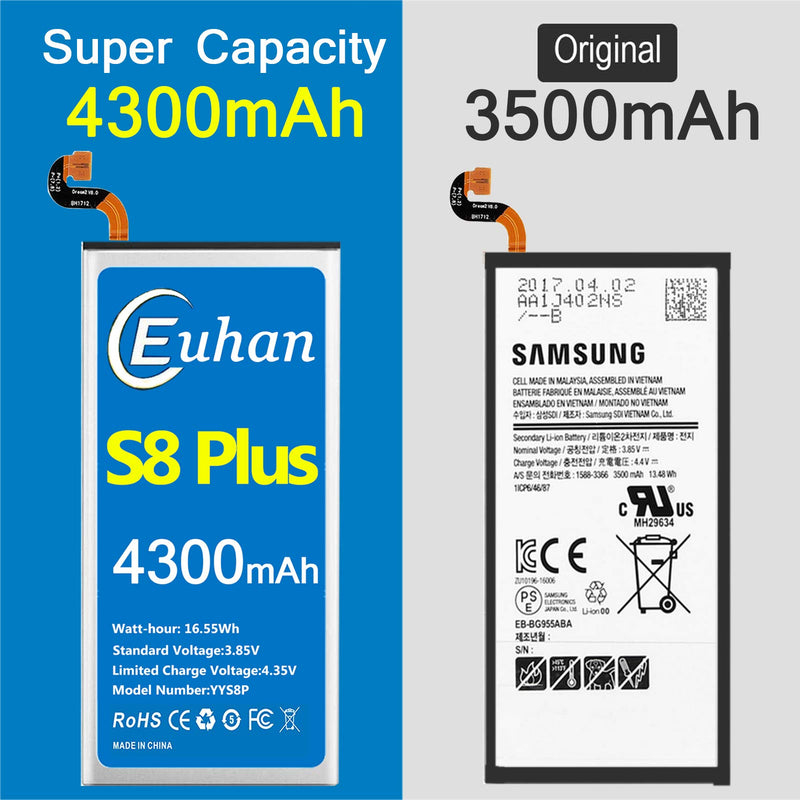 Galaxy S8 Plus Battery, [Upgraded] Euhan 4300mAh Li-Polymer EB-BG955ABE Replacement Battery Compatible with Samsung Galaxy S8 Plus SM-G955 G955V G955A G955T G955P G955R4 with Repair Tools Kit - LeoForward Australia