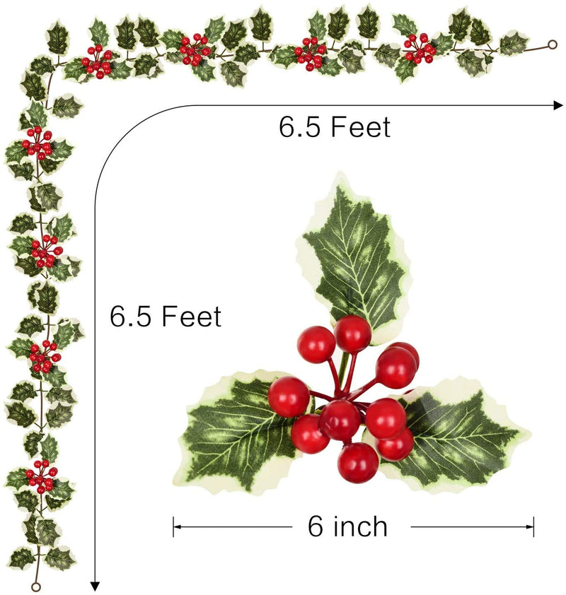  [AUSTRALIA] - Woooow 2Pack Christmas Red Berry Garland, Artificial Foliage Greenery Fireplace Décor & Home Xmas Decoration Indoor/Outdoor Decorations