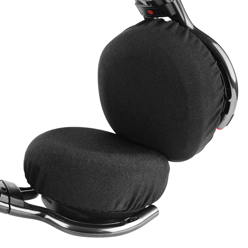  [AUSTRALIA] - Geekria 2 Pairs Flex Fabric Headphones Ear Covers, Washable & Stretchable Sanitary Earcup Protectors for Over-Ear Headset Ear Pads, Sweat Cover for Gym, Gaming (M/Black) Black