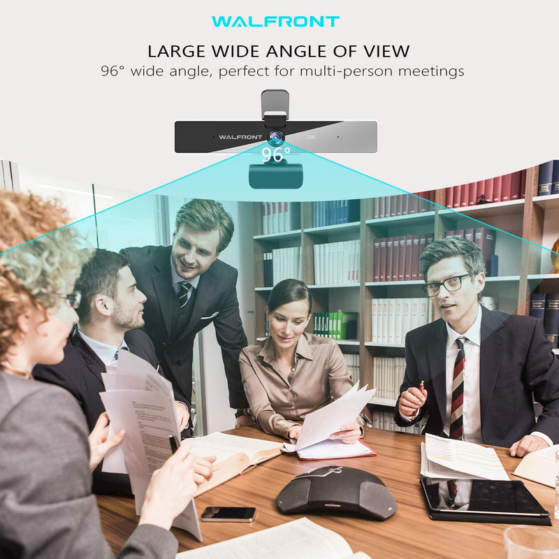  [AUSTRALIA] - 2K Webcam with Microphone, Walfront Web Camera with Privacy Cover for PC Laptop Desktop, Plug and Play Computer Camera for Windows Mac OS, Video Conference, Gaming, Online Classes and Streaming