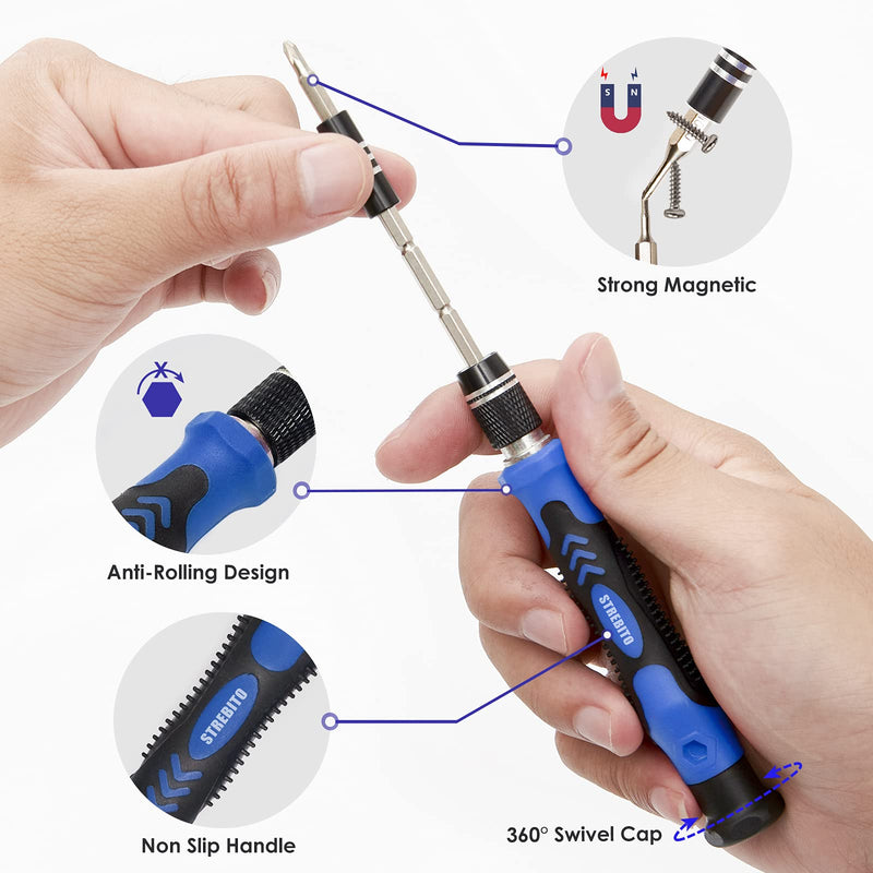  [AUSTRALIA] - STREBITO Precision Screwdriver Set, 79 in 1 Screwdriver Kit with 58 Bits & Anti Static Wrist Strap, Magnetic Driver Electronics Repair Tool Kit for Computer, iPhone, Laptop, Cell Phone, Macbook, PS4/5 79Pieces Blue