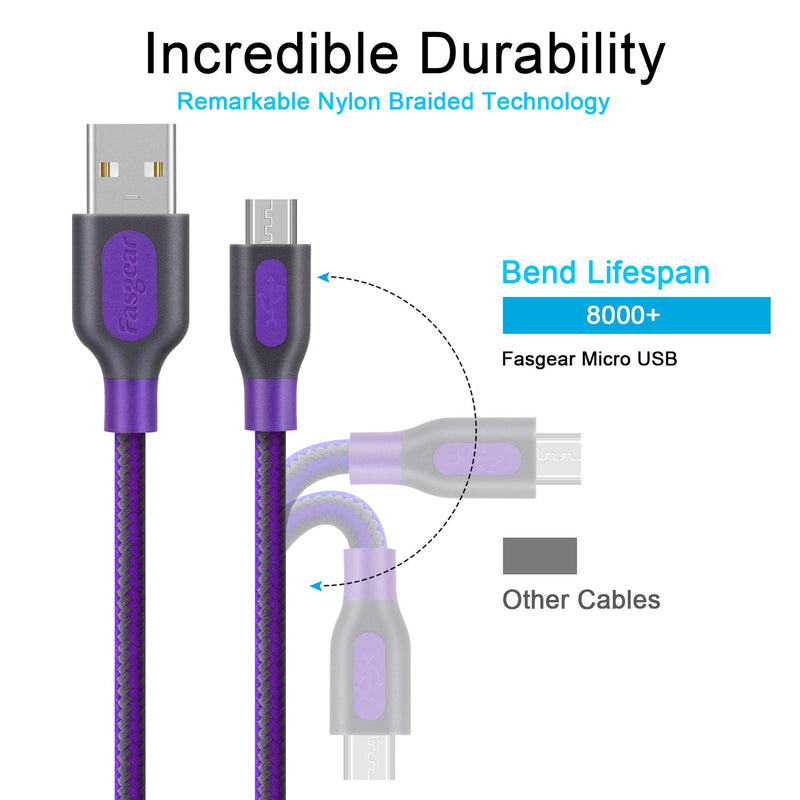 Micro USB Cable 1ft, Fasgear 5 Pack Short Nylon Braided Micro USB to USB 2.0 Android Phone Cords Compatible with Galaxy S7 Edge S6 S3 J8 J7, Kindle Fire, Powerbank, Xbox Controller (30cm, 5 Colors) - LeoForward Australia