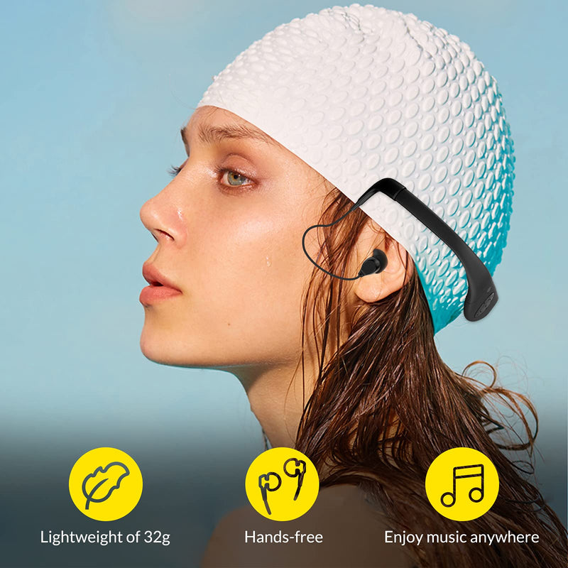  [AUSTRALIA] - Waterproof Mp3 Player for Swimming, Tayogo IPX8 8GB Underwater Swim Headphones for Sports(4 Pairs Earplugs)-Black Black