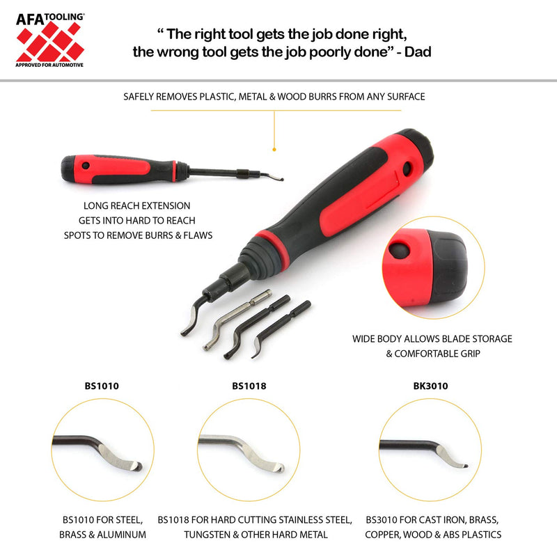 AFA Tooling Long Reach Deburring Tool with 15 High-Speed Steel Rotary Burr Removal Blades Tool+15blades - LeoForward Australia