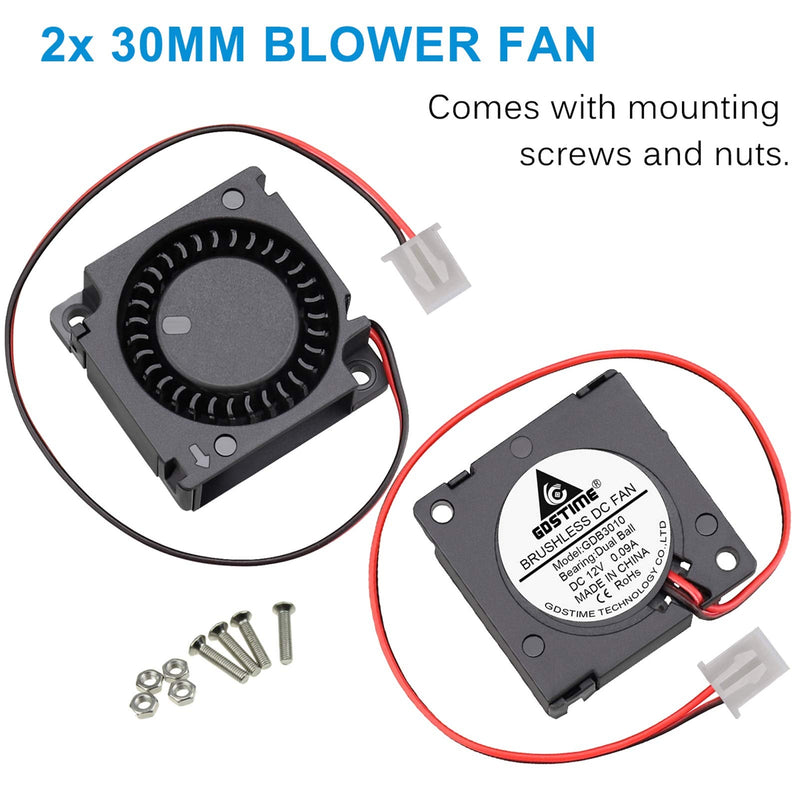  [AUSTRALIA] - Gdstime 30mm x 30mm x 10mm 12V Mini Brushless Cooling Blower Fan Dual Ball Bearing