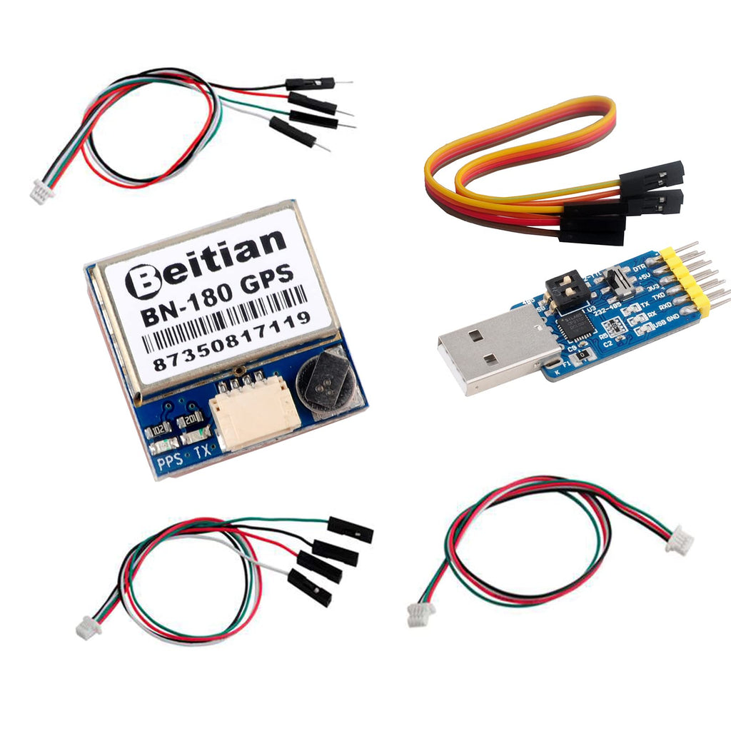  [AUSTRALIA] - Geekstory BN-180 GPS Module UART TTL Dual Glonass GPS Car Navigation with GPS Antenna + CP2102 6 in 1 USB-UART Serial Adapter Module with 4P Dupont Cable Jumper Wire, Female to Female for Windows