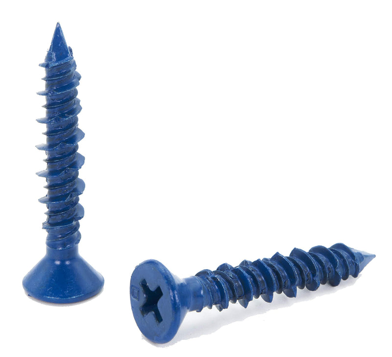  [AUSTRALIA] - CONFAST 3/16" x 1-1/4" Blue Flat Phillips Concrete Diamond Point Screw Anchor with Drill Bit for Anchoring to Masonry, Block or Brick (100 per Box) 3/16" x 1-1/4"