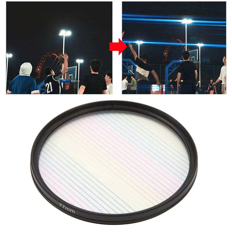  [AUSTRALIA] - 77mm Camera Filter, Double Sided Special Effects Filter, Special Effects Filter Lens Accessories, Rainbow Glare Brushed Filter for Selfie Shooting, Movies, Music, Videos