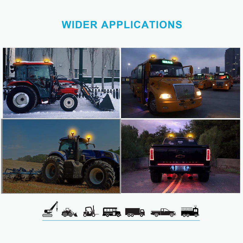  [AUSTRALIA] - Agrieyes Amber Beacon Light 3.6Inch, Flashing Safety Warning Lights Pole Mount, LED Emergency Strobe Lights for Vehicles, Construction Caution Hazard Lights for Truck Tractor Golf Carts Snow Plow