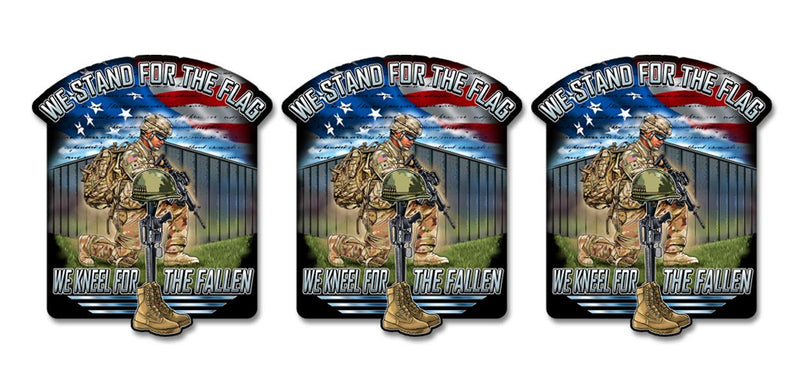  [AUSTRALIA] - Skull Society 3-Pack Stand for The Flag Kneel for The Fallen 7 inch Decal for Cars, Trucks, Motorcycles, Boats & Laptops - Support Our Veterans