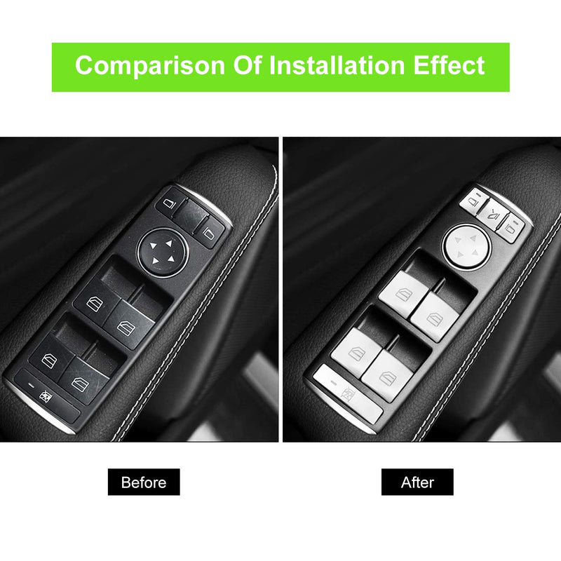 ALAVENTE Car Window Glass Lift Button Trim Cover Sticker for Mercedes Benz A/B/C(W204)/E(W212)/GLA/CLA/GLK/GL/ML/GLE Class (14 Pcs) - LeoForward Australia