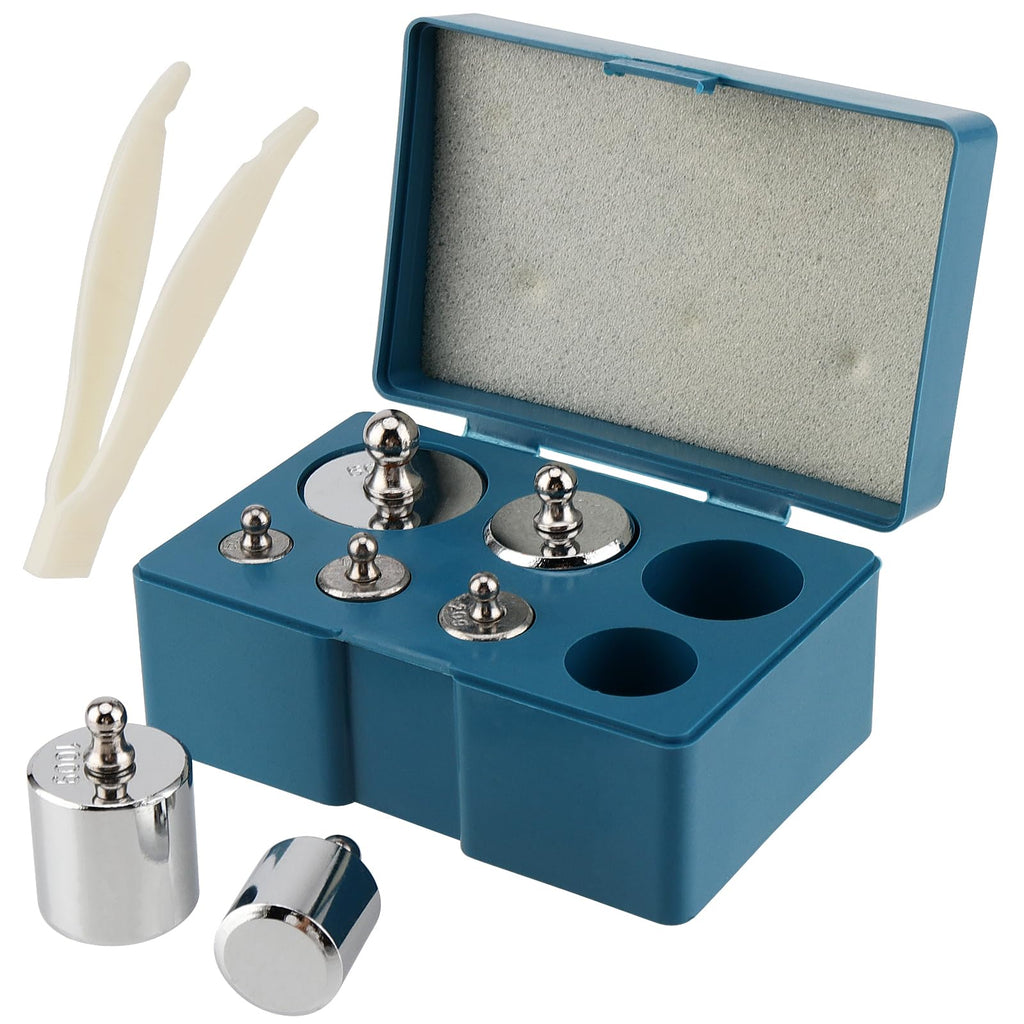  [AUSTRALIA] - CHEUKYIU 7 pieces stainless steel calibration weights set 500g, 1 x 200g, 2 x 100g, 1 x 50g, 2 x 20g, 1 x 10g calibration weight set, with calibration weight tweezers for digital scales, laboratory, hobby