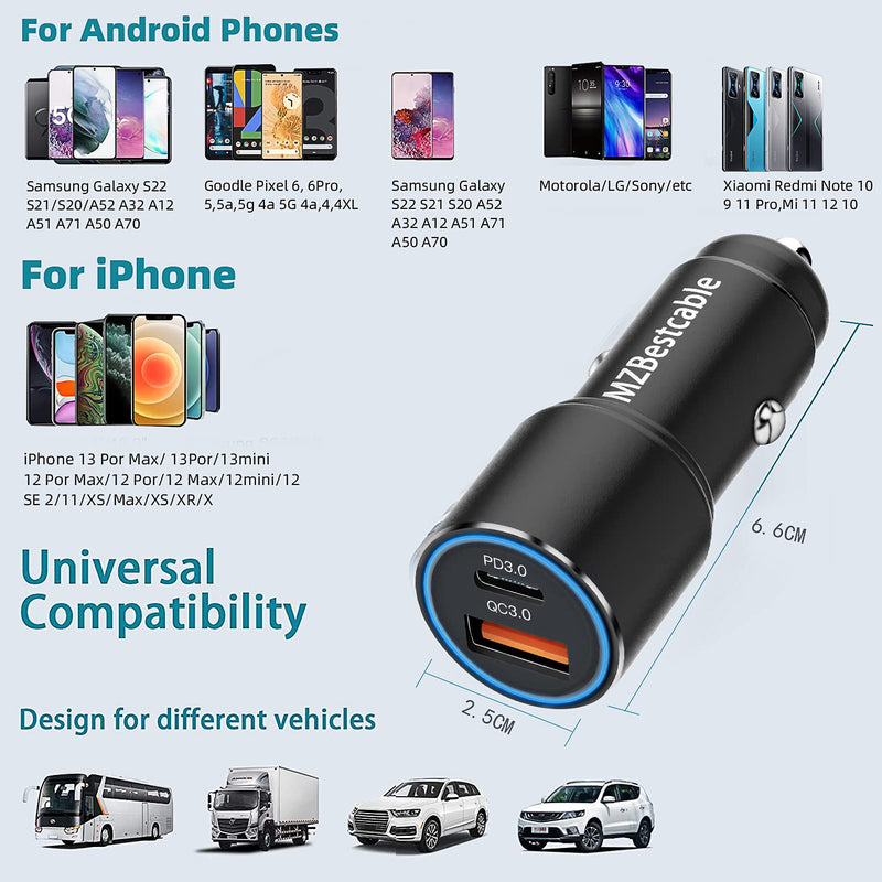  [AUSTRALIA] - 38W USB C Car Charger Cable for Samsung Galaxy S22 Plus Ultra A52 A51 A53 A14 A13 5G,Moto Motorola G Stylus/Power 2022 2021 2022,G Play,G100,PD&Quick Charge 3.0 Car Adapter for iPhone 12 14 13 Pro Max