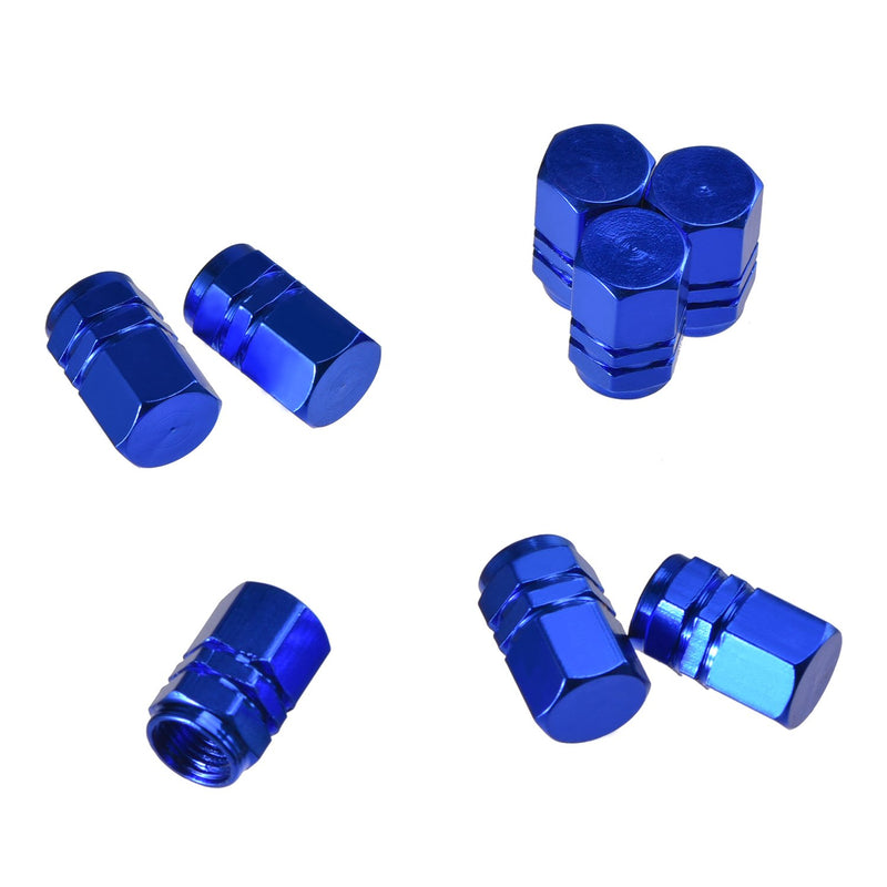  [AUSTRALIA] - EBOOT 8 Pieces Tire Stem Valve Caps Wheel Valve Covers Car Dustproof Tire Cap, Hexagon Shape (Blue) Blue