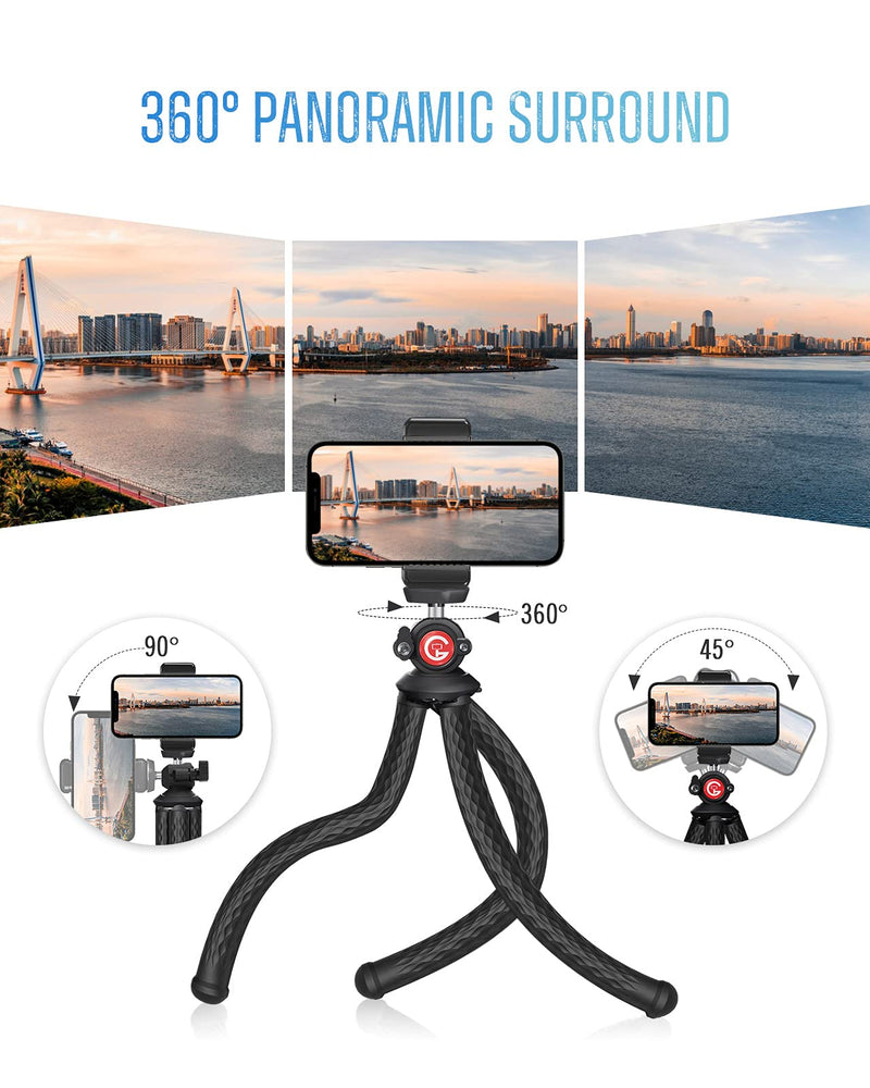  [AUSTRALIA] - GooFoto Phone Tripod, Flexible Tripod with 7 Aluminum Cores&Universal Clip, Portable Small Tripod Stand for Cameras, Cell Phone Tripod for iPhone/Samsung/Android