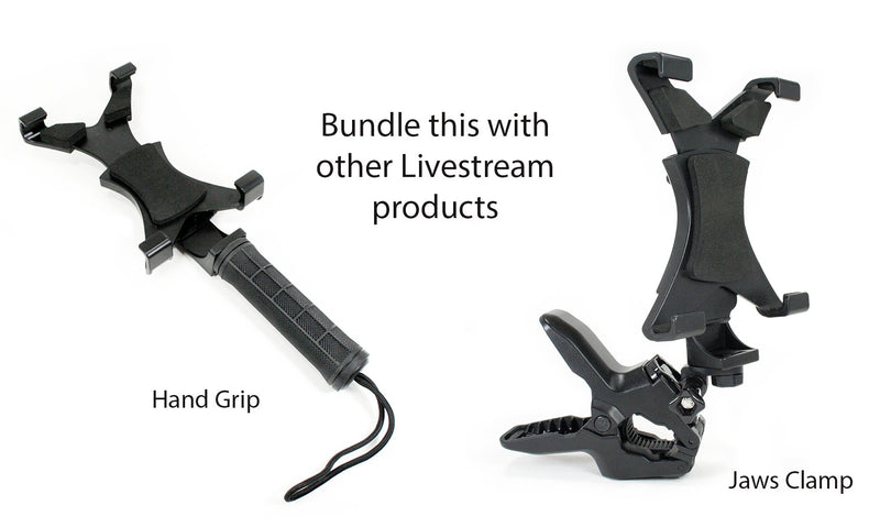Livestream Gear - Tablet Mount Holder Add-On for Our Battery Hand Grip Setup. Easily Mount a Tablet to Any Hand Grip, or Tripod. Includes a Screw Adapter for 1/4"-20 Threads. (Tablet Mount - Add-On) Tablet Mount - Add-On - LeoForward Australia