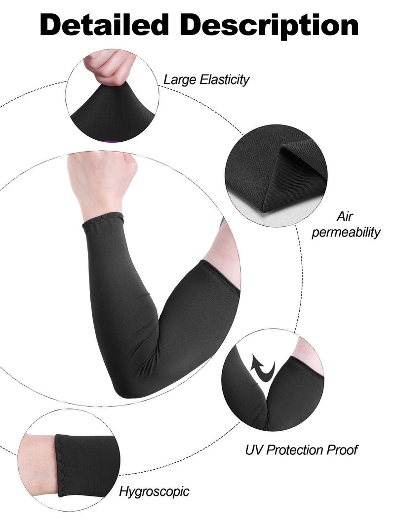  [AUSTRALIA] - 16 Pairs Arm Sleeves for Men Women Unisex UV Protection Sleeves Long Arm Sleeves Cooling Sleeves Ice Silk Arm Cover Sleeves Black