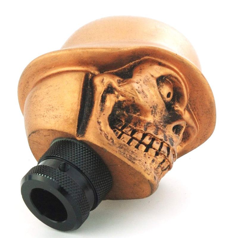  [AUSTRALIA] - Abfer Skull Gear Shift Knob Soldier Style Car Shifter Knobs Shifting Head Lever Fit Universal Automatic Manual Vehicles, Copper Yellow Copper-Yellow