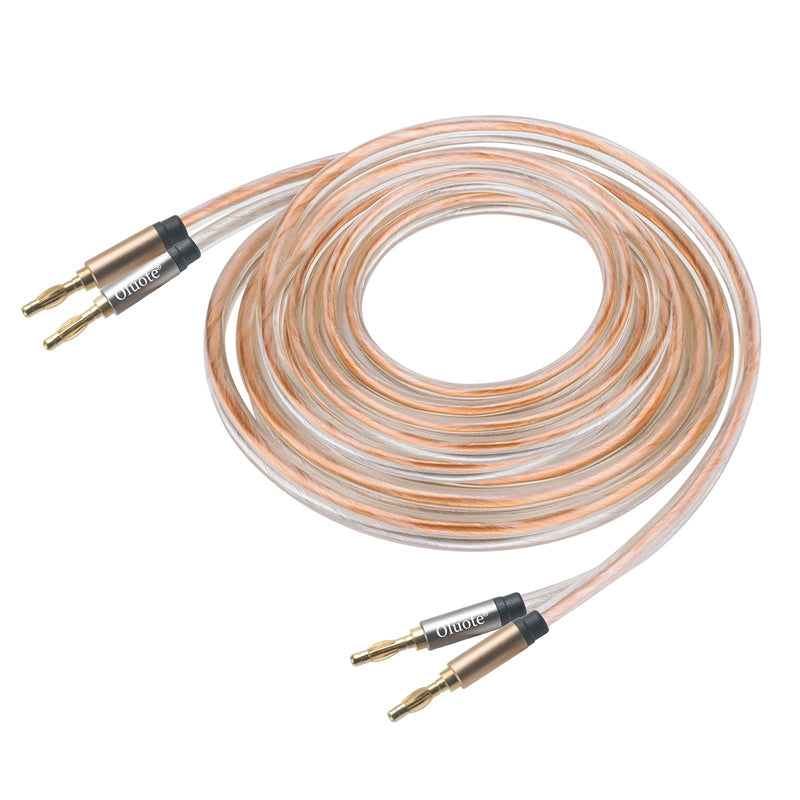  [AUSTRALIA] - Oluote Speaker Banana Cable, Speaker Wire with Dual Gold Plated Plug Tips, Transparent PVC Oxygen-Free Copper Construction (26.2FT) 26.2FT