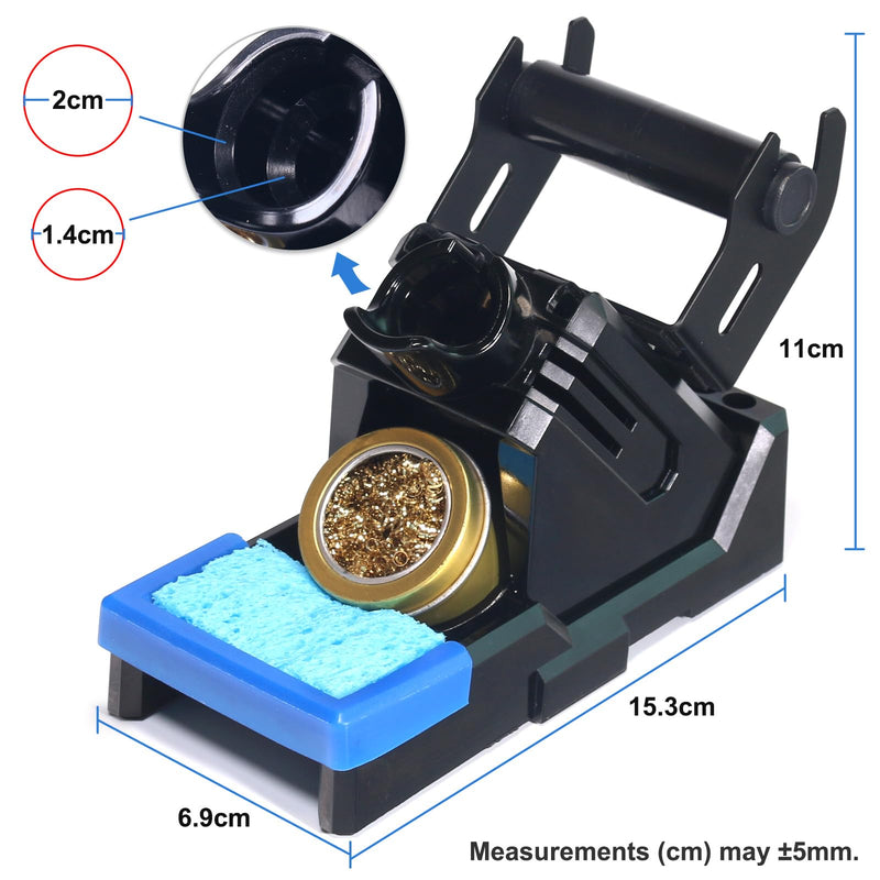  [AUSTRALIA] - YIHUA X-2 Evolution Heat Resistant Soldering Iron Holder & Storage System with Solder Coil Holder, Brass Wool Tip Cleaner, Cleaning Sponge, Protective Edge, 5 Built-in Tip Storage Slots