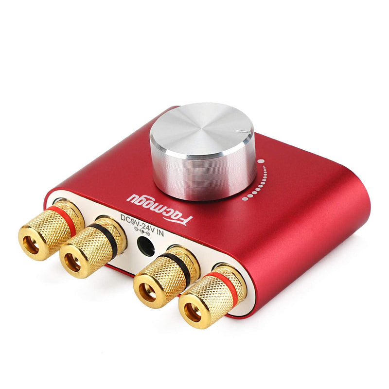  [AUSTRALIA] - Facmogu F900 Red Bluetooth Amplifier with Adapter 5A 12V DC, 50W + 50W Mini Amplifier Wireless Audio 12V DC AMP 100W 2 Channel