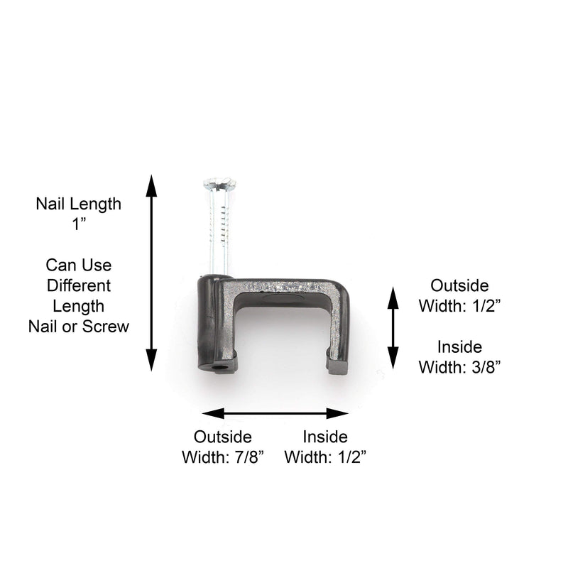  [AUSTRALIA] - THE CIMPLE CO - Dual, Twin, or Siamese Coaxial Cable Clips, Cat6, Electrical Wire Cable Clip, 1/2 in Nail Clip and Fastener, Black (50 Pieces per Bag) 50 Pack Black, Double