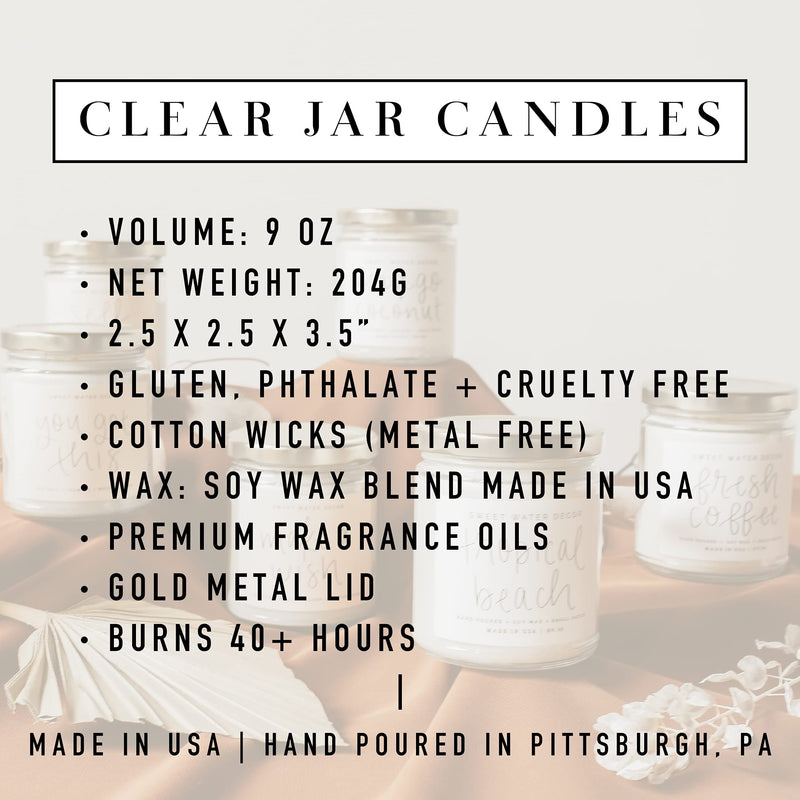 Sweet Water Decor Fresh Coffee Candle | Sweet Latte, Caramel Creme, Kona Coffee, and Rum Cream Scented Soy Candles for Home | 9oz Clear Glass Jar, 40 Hour Burn Time, Made in the USA - LeoForward Australia