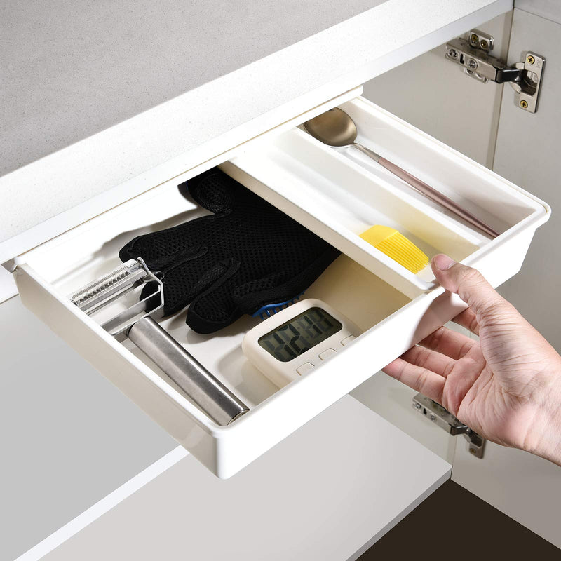  [AUSTRALIA] - Desk Drawer[Large], GGIANTGO Under Desk Storage, Set for Office/Bedroom/Schoolroom/Kitchen, Self-Adhesive Under Desk Drawer for iPad/Phone/Pens/Pencils/Keys/Cutlery and More Large