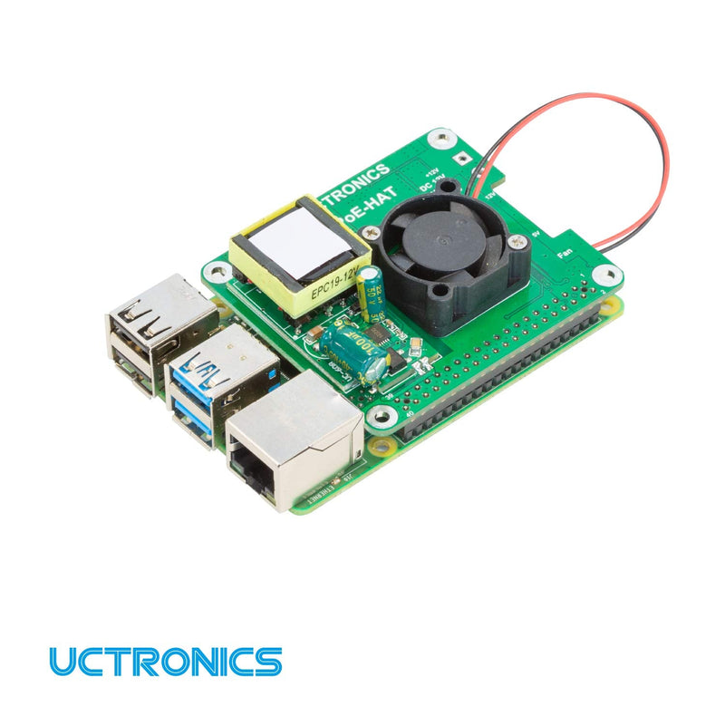  [AUSTRALIA] - UCTRONICS PoE HAT for Raspberry Pi 4 Model B and Pi 3 Model B+, 802.3at Power Over Ethernet Expansion Board with Cooling Fan