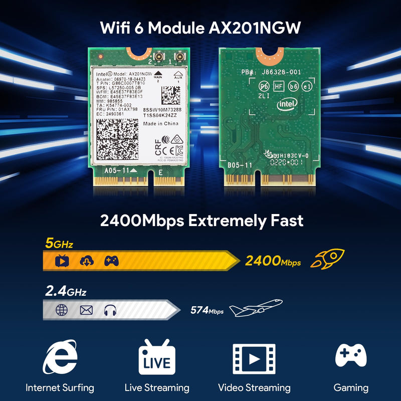  [AUSTRALIA] - Intel AX201NGW Wi-Fi 6 Wireless Card M.2: CNVio2, Bluetooth 5.2, 2400Mbps 2.4 GHz 5 GHz Network Adapter for Laptop Support Windows 10/11 (64bit) Linux Chrome OS Only Available with Gen Intel 10+ CPU EP-AX201
