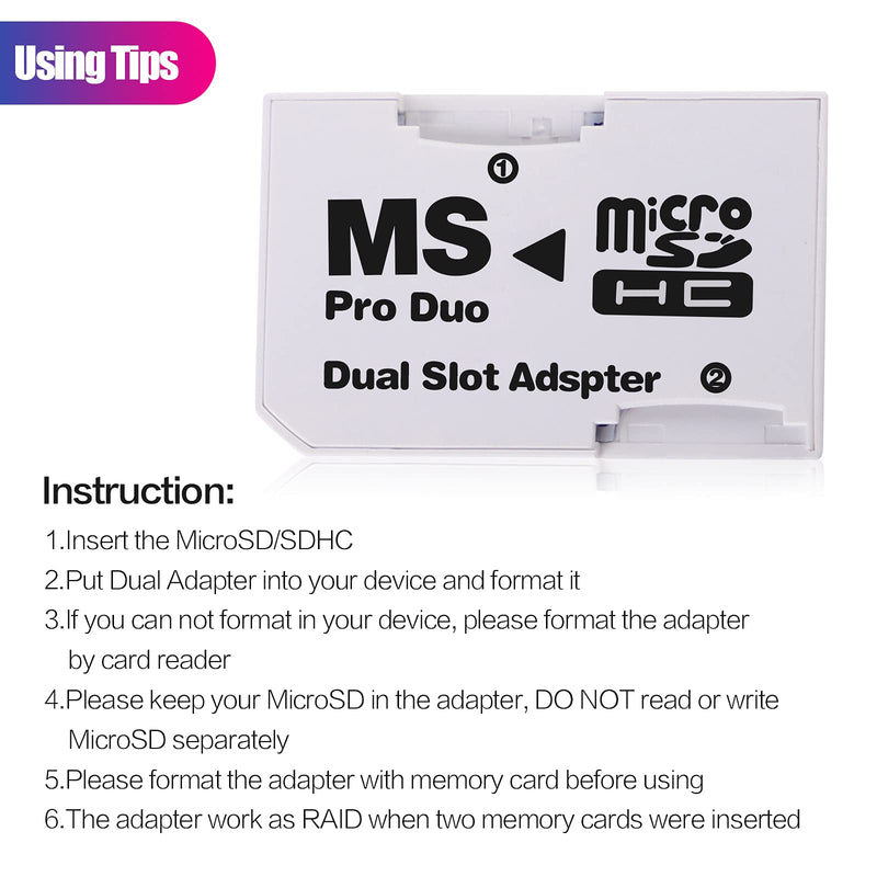 Cuziss Dual Slot MicroSD Micro SDHC Adapter Duo Pro Memory Stick Adapter for PSP Sony - LeoForward Australia