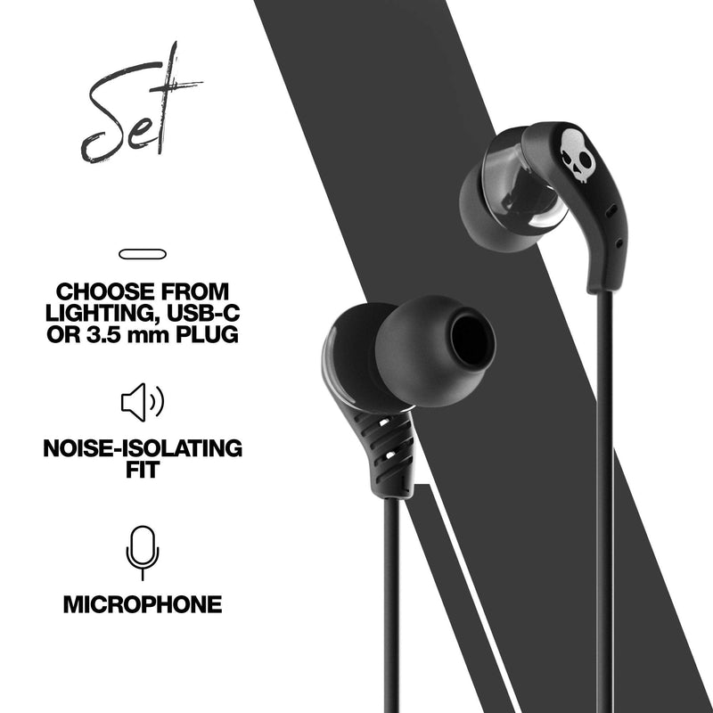  [AUSTRALIA] - Skullcandy Set in-Ear Earbud with Lightning Connector - True Black Black/White