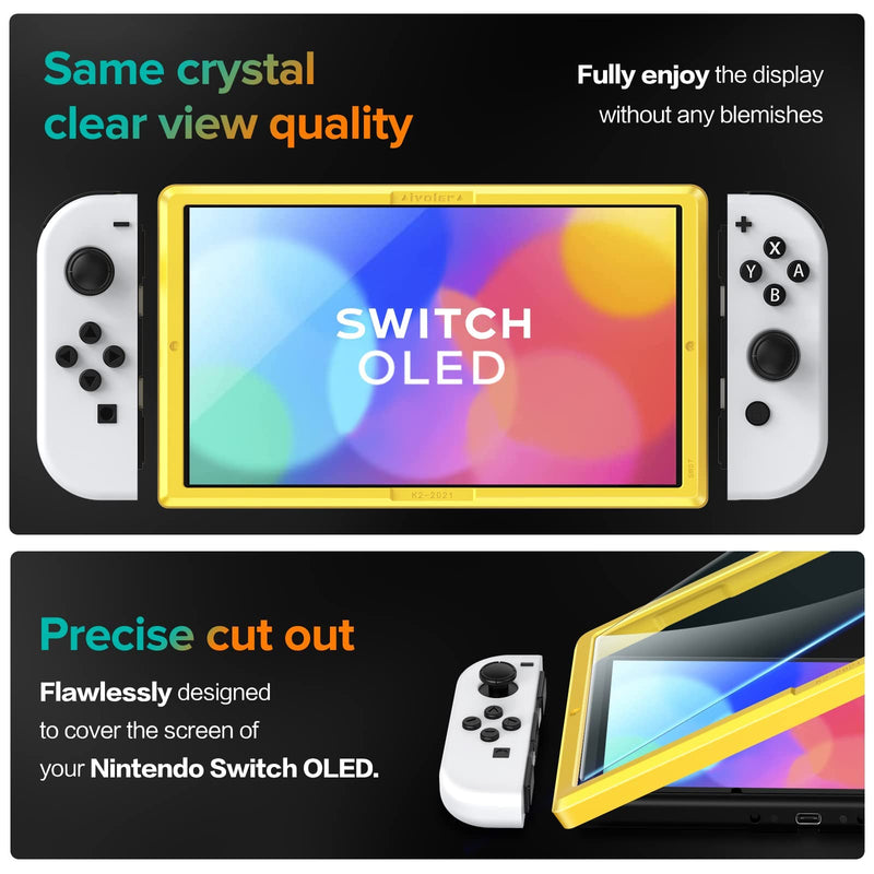  [AUSTRALIA] - [4 Pack] iVoler Tempered Glass Screen Protector Designed for Nintendo Switch OLED Model 2021 with [Alignment Frame] Transparent HD Clear Screen Protector for Nintendo Switch OLED 7'', Bubble Free