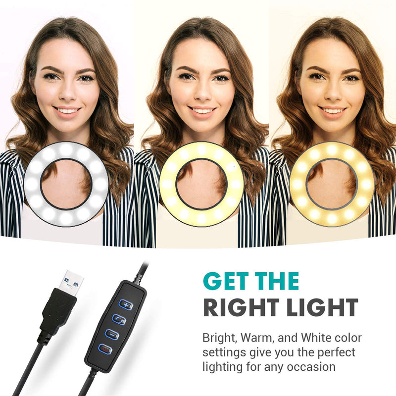  [AUSTRALIA] - Movo USB Shotgun Microphone with USB Selfie Ring Light with Stand and Phone Holder - Camera Microphone for iPhone, Android, Laptop - LED Ring Light for Phone Video, Streaming Light, Reading Light