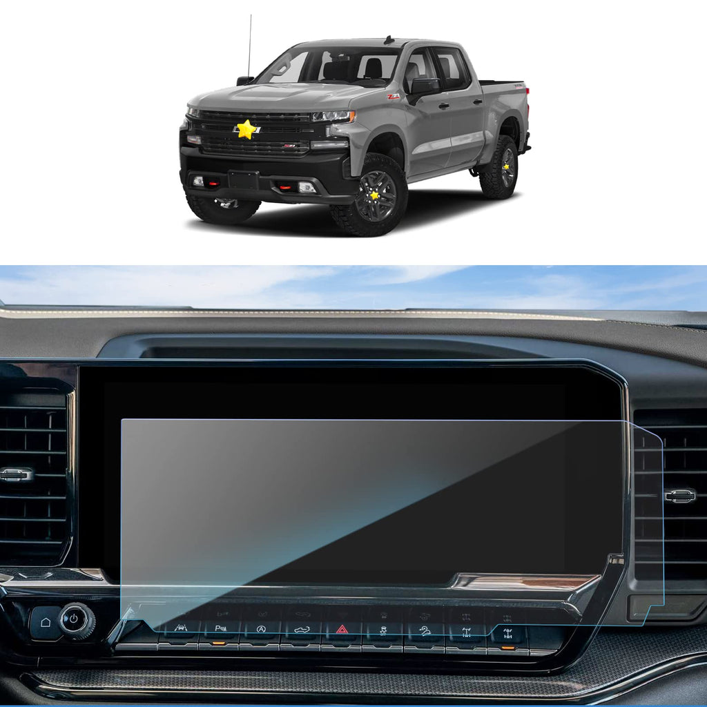  [AUSTRALIA] - (Refreshed) SKTU 2022 2023 Chevrolt Silverado 1500 13.4'' Navigation Display Tempered Glass Screen Protector 2022 2023 Chevy Silverado Pickup Truck LT, RST, LT Trail Boss, LTZ, ZR2, High Country 9H Hardness HD Clear GPS Touch Screen Protective Film
