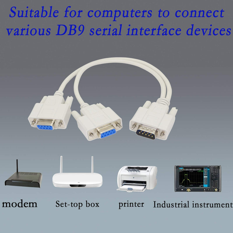  [AUSTRALIA] - 30cm DB9 Y Splitter Cable DB9 9 Pin 1 Male to 2 Female Rs232 Serial Splitter Adapter Straight-Through Cable YOUCHENG for Connect Various Serial Interface Devices