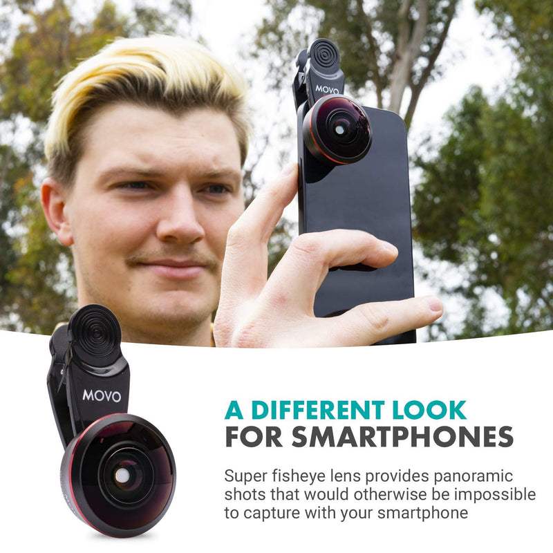  [AUSTRALIA] - Movo SPL-FE 238° Super Fisheye Lens with Universal Clip Mount for Smartphones - Fisheye Lens for iPhone, Android, and Tablets - Clip on Camera Lens Kit with Photo Lenses for Cell Phones