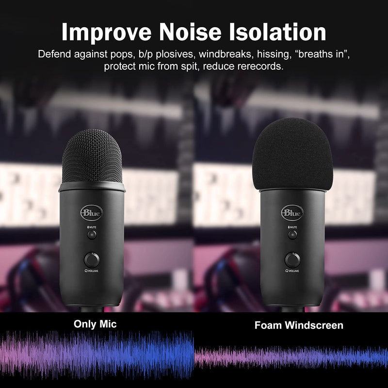  [AUSTRALIA] - Foam Microphone Windscreen for Blue Yeti - Professional Pop Filter for 2.5 Inch Diameter Microphones Sponge Mic Cover 2Pcs