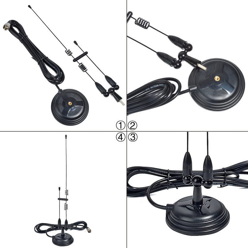  [AUSTRALIA] - TWAYRDIO Dual Band Antenna for Ham Two Way Radio, 144/430MHz VHF UHF Mobile Car Radio Antenna Full Kit with 3.6" Magnet Mount and 13ft RG58 Coax Cable PL259 Plug for 2M/70cm Amateur Transceiver