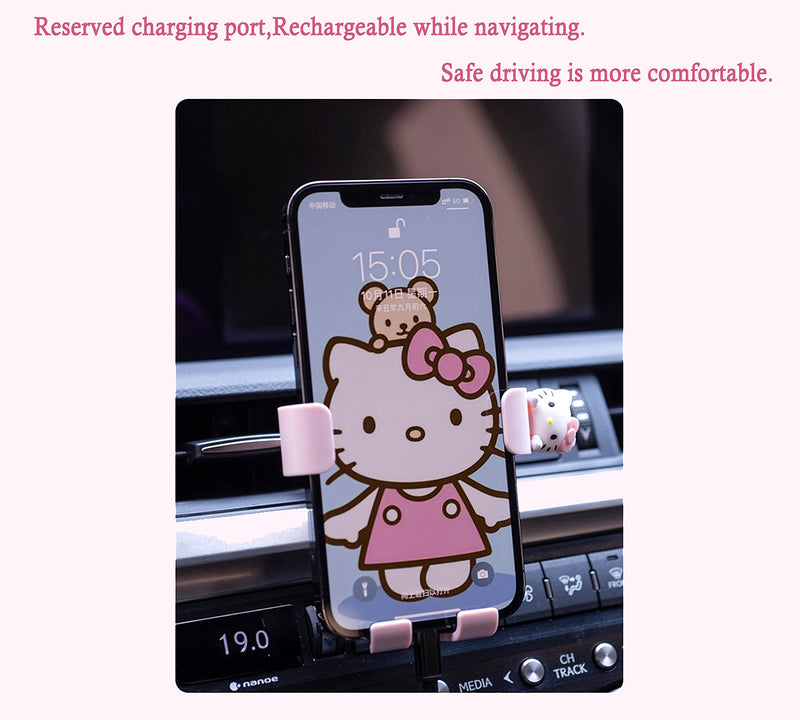  [AUSTRALIA] - Cute Phone Mount for Car, Pink Cat Air Vent Clip Car Phone Holder Mount Fit for All Cell Phone, Pretty Car Accessories for Women and Girls Pink-1