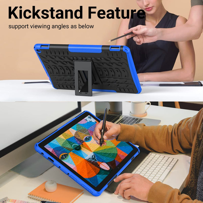  [AUSTRALIA] - ROISKIN for F i r e HD 10 Tablet Case 2021 Release, Heavy Duty Dual Layer Shockproof Impact Resistance Protective Case with Kickstand Compatible with Fire 10 Case & 10 Plus 11th Gen Not for iPad 10.1 Blue