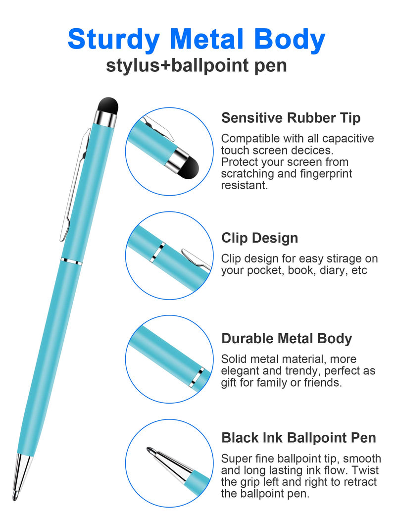 innhom Stylus Pens Stylus Pen for Touch Screens Compatible with iPad iPhone Tablets Samsung Kindle and Black Ink Ballpoint Pens-2 in 1 Stylists Pens 12 Pack - LeoForward Australia