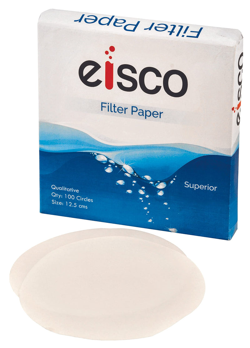  [AUSTRALIA] - Eisco Labs Premium Qualitative Filter Paper, 12.5cm Dia, Medium Speed (85 GSM), 10? (10 Micron) Pore Size - Pack of 100