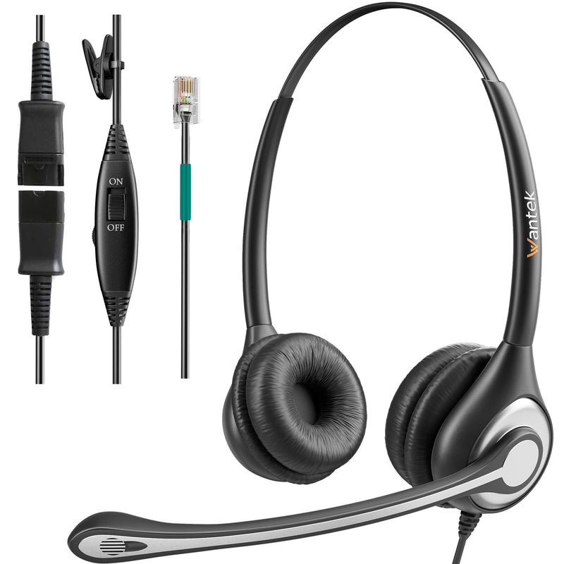  [AUSTRALIA] - Wantek Corded Telephone Headset w/Noise Canceling Mic + Quick Disconnect, Compatible with Avaya 1416 2410 9508 Aastra 6757i Allworx 9212 Plantronics S12 Mitel 5330 Digium Landline Deskphones(602QS1) Black