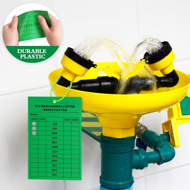  [AUSTRALIA] - 101 Pieces Monthly Eyewash Station Inspection Tags 2022 4 Years Maintenance Tags Waterproof Eye Wash Station Sign and Plastic Tamper Seals Numbered Security Tags with Handheld Hole Puncher