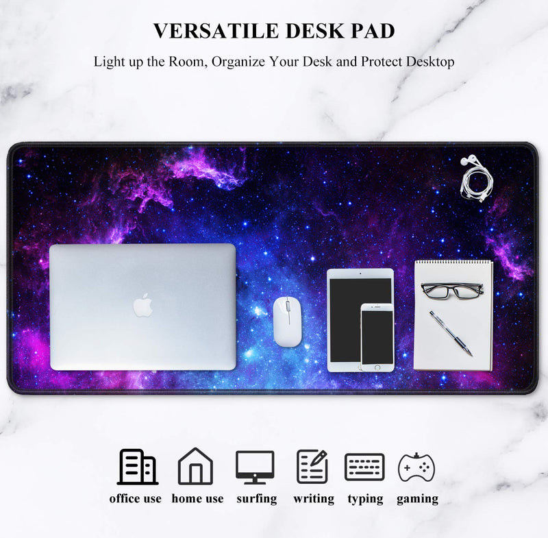 Auhoahsil Large Mouse Pad, Full Desk XXL Extended Gaming Mouse Pad 35" X 15", Waterproof Desk Mat with Stitched Edges, Non-Slip Laptop Computer Keyboard Mousepad for Office and Home, Galaxy Design Amazing Galaxy XXL - Extended size 35.6”x15.8” - LeoForward Australia