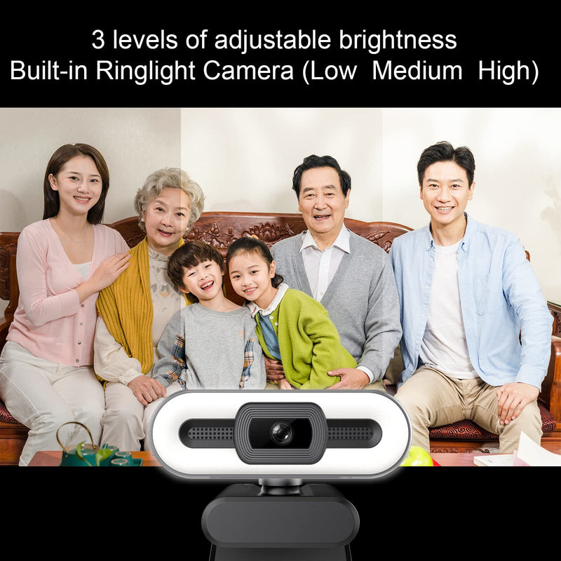  [AUSTRALIA] - 1080p HD Webcam with Adjustable Ring Light Wide Angle Camera USB 2.0 Plug and Play Computer Web Camera, for Video Streaming, Conference, Game,Study L29~1080