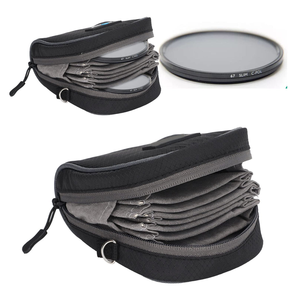 [AUSTRALIA] - 8-Slot Camera Lens Filter Pouch Case Bags with Shoulder Strap, Portable and Dustproof Filter Storage Bag